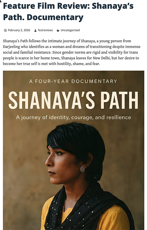Film review of "Shanaya's Path", a documentary by Frank Röhrig
